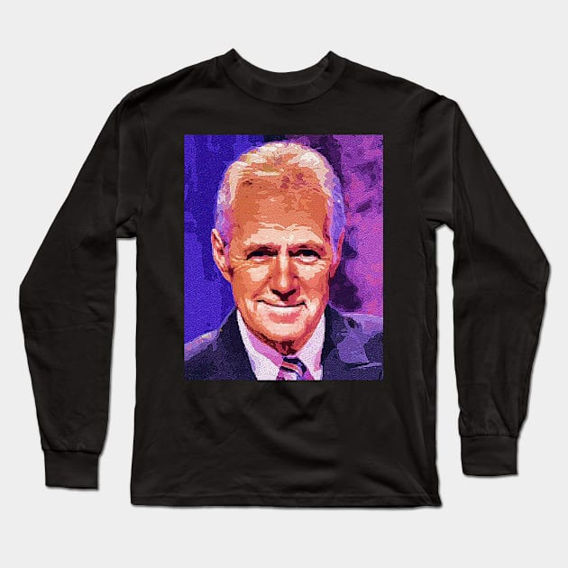 Alex Trebek Painting Long Sleeve T-Shirt by WildBrownies